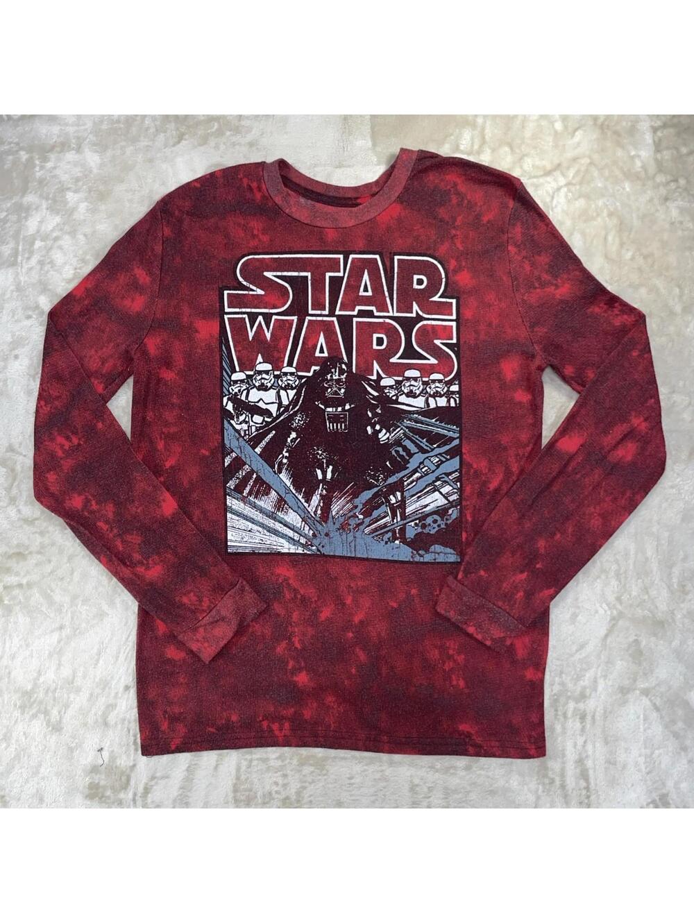 Star Wars Darth Vader Long Sleeve Thermal Shirt Red Men's Size Medium